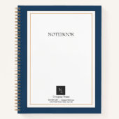 Carnet Or bleu moderne avec logo d'entreprise (Devant)