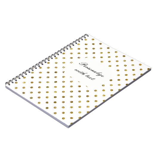Carnet Or chic et points blancs (Côté gauche)