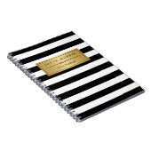 Carnet Or classique et rayures blanches noires élégantes (Côté Droit)