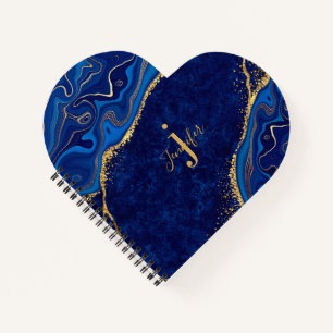 Carnet Or et bleu Agate Moderne Marbre élégant Personnali