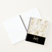 Carnet Or et Marbre blanc avec Monogramme noir (Intérieur)