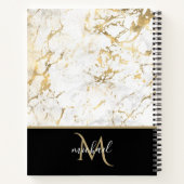 Carnet Or et Marbre blanc avec Monogramme noir (Dos)