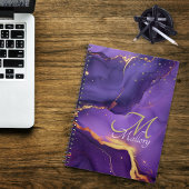 Carnet Or et mauve Agate 💜 ✨ Élégant Script Monogramme