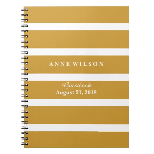 Carnet Or et spirale d'arrière - plan de rayures de blanc (Devant)