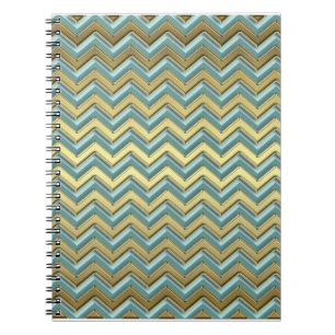 Carnet Or et Turquoise Motif Chevron