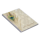 Carnet Or Exotic Peacock Feather Glam Élégant Chic (Côté Droit)
