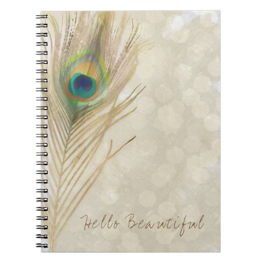 Carnet Or Exotic Peacock Feather Glam Élégant Chic (Devant)