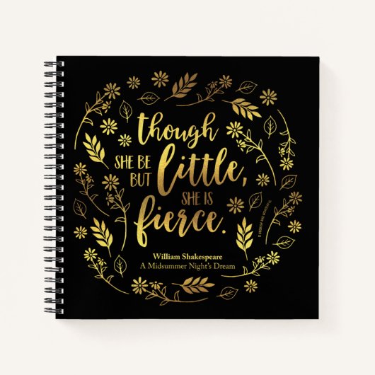 Carnet Or Floral Petit Mais Fierce William Shakespeare (Devant)