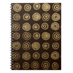 Carnet Or Golden, motif dessiné à la main avec cercles. A
