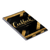 Carnet Or Luxe Script Moderne Paillettes Luxe Noir Or (Côté Droit)