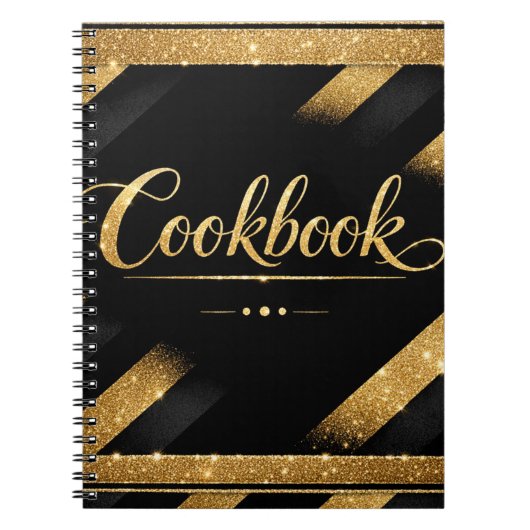 Carnet Or Luxe Script Moderne Paillettes Luxe Noir Or (Devant)