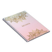 Carnet Or Mandala rose Peach Chic Glamor moderne Glam (Côté Droit)