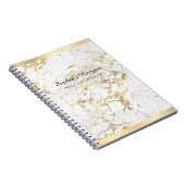 Carnet Or/Marbre blanc élégant, Bars Or, Nom & Titre (Côté Droit)