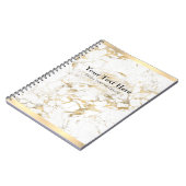 Carnet Or/Marbre blanc élégant, Bars Or, Nom & Titre (Côté gauche)