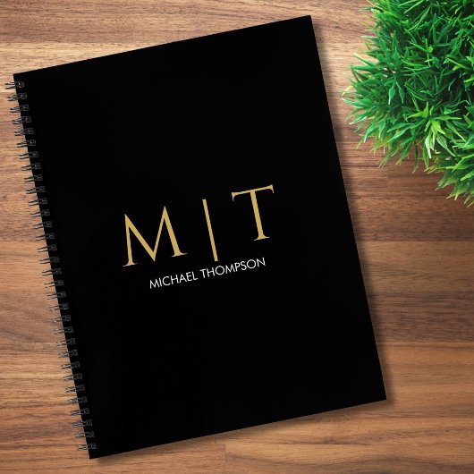 Carnet Or Monogrammé Moderne Or Noir Professionnel 