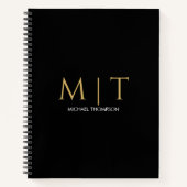 Carnet Or Monogrammé Moderne Or Noir Professionnel  (Devant)