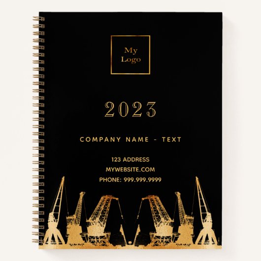 Carnet Or noir grues de construction logo d'entreprise 20 (Devant)