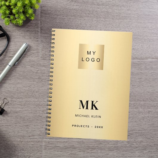 Carnet Or noir initiales monogramme affaires