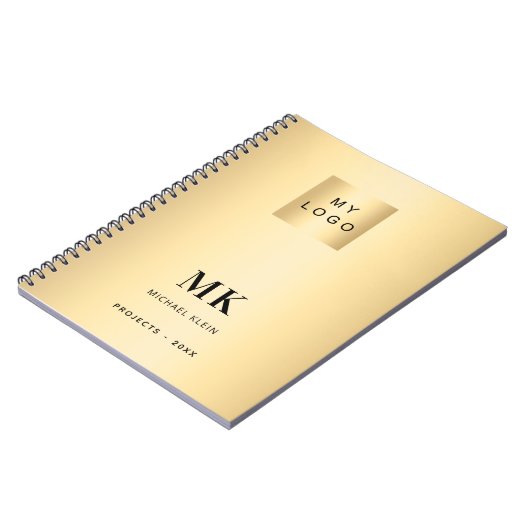 Carnet Or noir monogramme initiales affaires (Côté gauche)