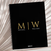 Carnet Or Noir Monogramme Initiales Moderne Professionnel