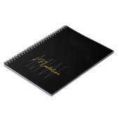 Carnet Or Noir Monogramme Moderne Chic (Côté gauche)