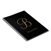 Carnet Or noir Nom et monogramme personnalisés (Côté Droit)