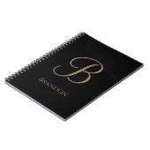 Carnet Or noir Nom et monogramme personnalisés (Côté gauche)