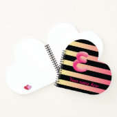 Carnet or rose avec monogramme de fourrure rayée noire (Intérieur)