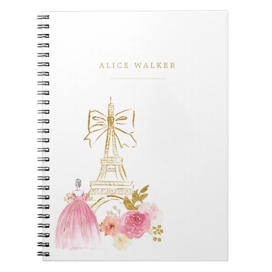 Carnet Or rose chic parisien Monogramme (Devant)