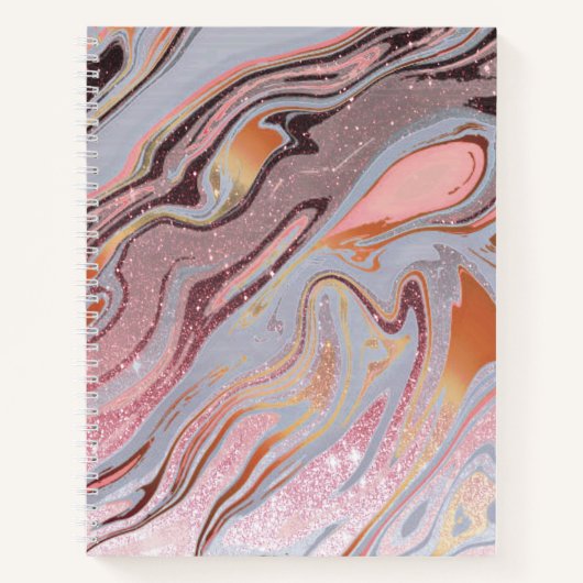Carnet Or rose pailleté et marbre (Devant)