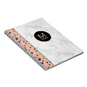 Carnet Or Rose tendance et marbre avec Monogramme (Côté Droit)