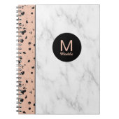 Carnet Or Rose tendance et marbre avec Monogramme (Devant)