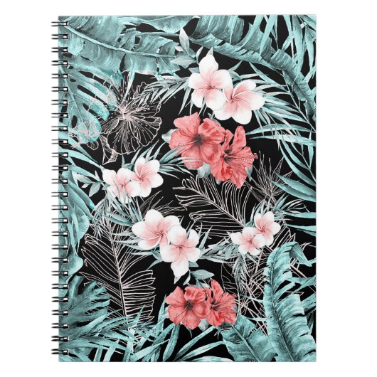 Carnet Or rose tropical botanique paradis insulaire chic (Devant)