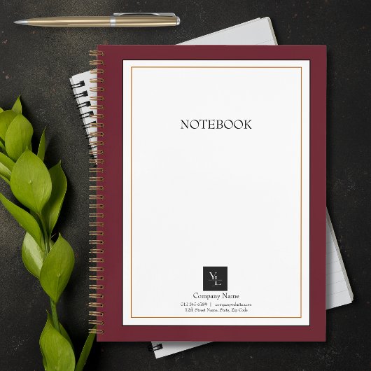 Carnet Or rouge moderne avec logo d'entreprise