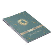 Carnet Or Soleil Céleste Et Lune Étoiles Vert Menthe (Côté Droit)