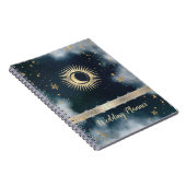 Carnet Or Soleil Céleste Lune, Étoiles Ciel Nocturne (Côté Droit)