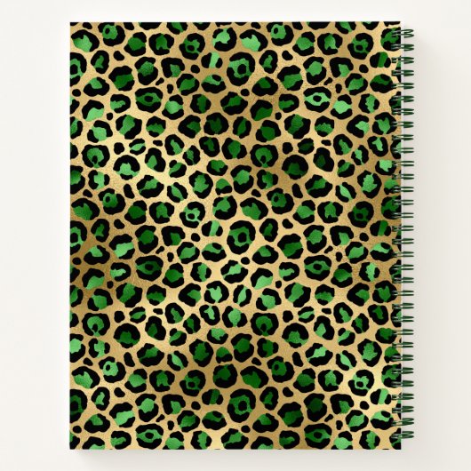 Carnet Or vert émeraude motif léopard guépard (Dos)