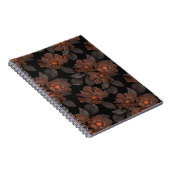 Carnet Orange and brown flowers on a black background. (Côté Droit)