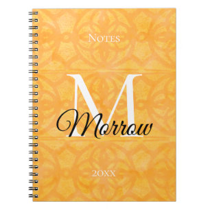 Carnet Orange Batik Nom et année Monogramme