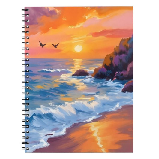 Carnet Orange Beach Sunset | Coastal Painting (Devant)