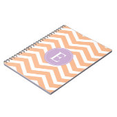 Carnet Orange blanc Chevron violet Monogramme (Côté gauche)
