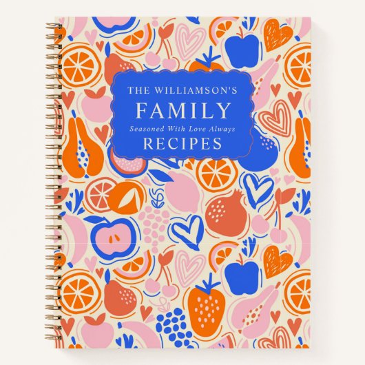Carnet Orange Blue Monogram Fruits Légumes Recettes (Devant)