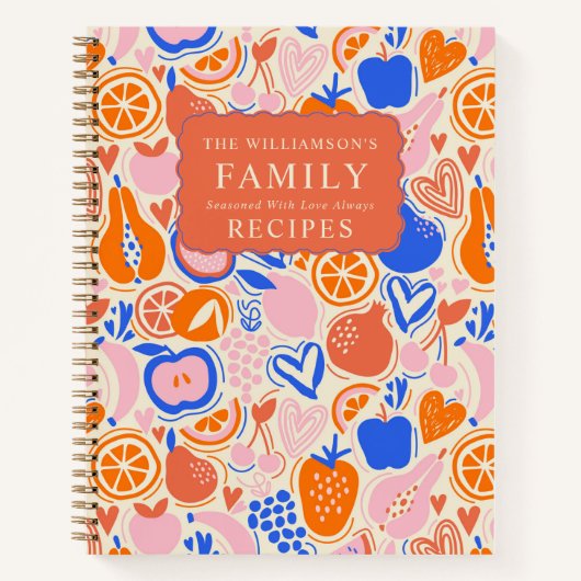 Carnet Orange Blue Monogram Fruits Légumes Recettes (Devant)