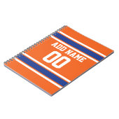 Carnet Orange Blue Sports Jersey avec nom et numéro (Côté gauche)