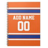 Carnet Orange Blue Sports Jersey avec nom et numéro (Devant)
