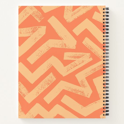 Carnet Orange Brush Lines Geometric Pattern Personalized  (Dos)