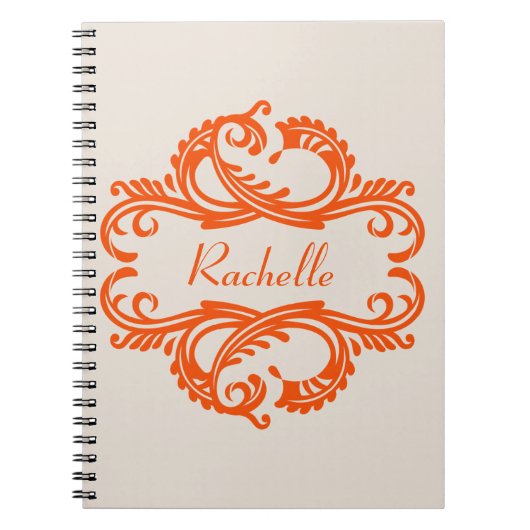 Carnet Orange Chic Damask (Devant)
