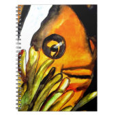 Carnet Orange Clown Poisson aquarelle peinture d'art orig (Devant)