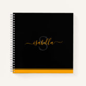 Carnet Orange de script initial monogramme (Devant)