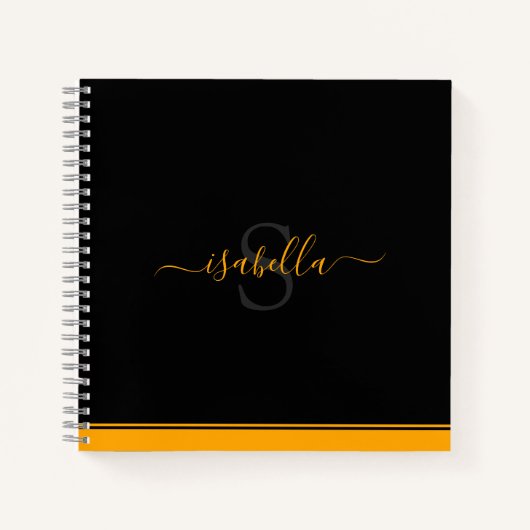 Carnet Orange de script initial monogramme (Devant)